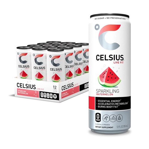 CELSIUS Sparkling Watermelon, Functional Essential Energy Drink 12 Fl Oz (Pack of 12) - Sparkling Watermelon 12 Fl Oz (Pack of 12)