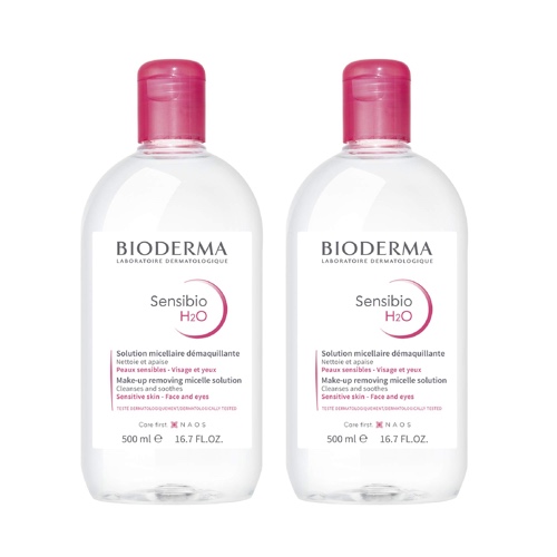Bioderma - Sensibio - H2O Micellar Water - Makeup Remover Cleanser - Face Cleanser for Sensitive Skin - 16.7 Fl Oz (Pack of 2)