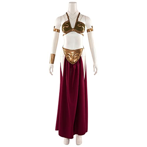 Princess Slave Leia Costume Dress Leia Gold Bikini Costume Women's Sexy Lingerie Arabia Belly Dancer Costume Harem Slave Set - Medium - Gold