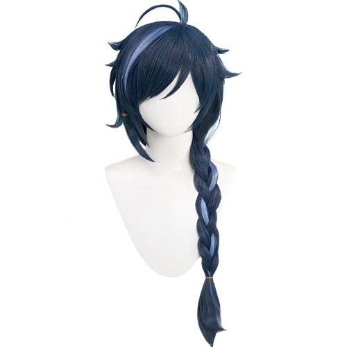 【Ready For Ship】DokiDoki Game Genshin Impact Cosplay  Kaeya Wig Long Straight Blue Highlight Hair | Wig Only