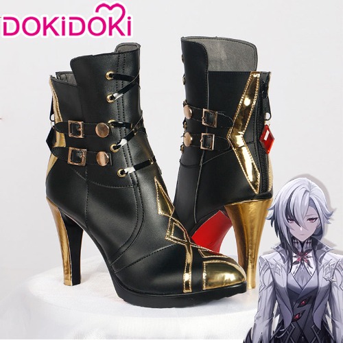 【In Stock】DokiDoki Game Genshin Impact Fontaine Fatui Harbinger Cosplay The Knave Arlecchino Shoes | EU38