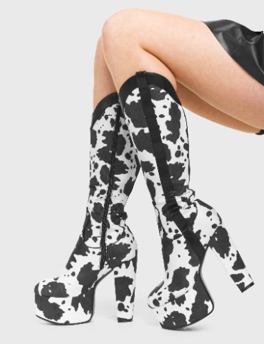 Cowgirl Platform Knee High Boots | UK 3