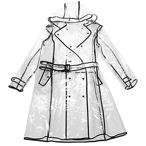 Waterproof Portable Raincoat, Rain Coats for Women Clear and Reusable Rain Resistant Poncho with Hoods and Belt for Rain Jacket Outwear, Festivals, Outdoors