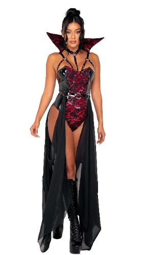 Roma 2pc Piercing Beauty Vampire Costume - Medium / Black/Red