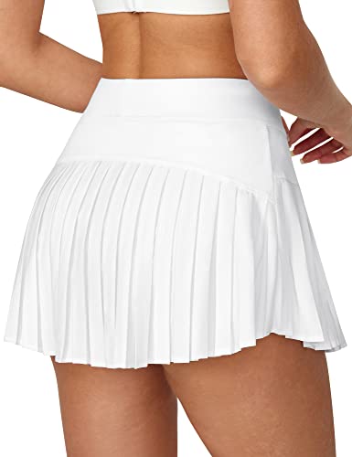 Ewedoos Womens Tennis Skirt with Shorts Pleated Tennis Skirts for Women Skorts Skirts for Women Athletic Skirt for Golf - XX-Large - White
