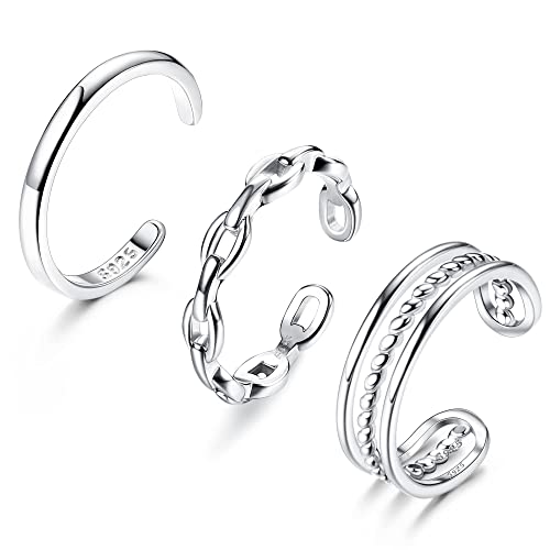 Morfetto 3 piezas S925 Anillos de Plata de Ley para Mujer Anillos de Punta Abierta Anillos de Punta Ajustables de Ajuste Cómodo Nudo Celta Turquesa Conjunto de Joyas para Pies y Dedos - Clásico