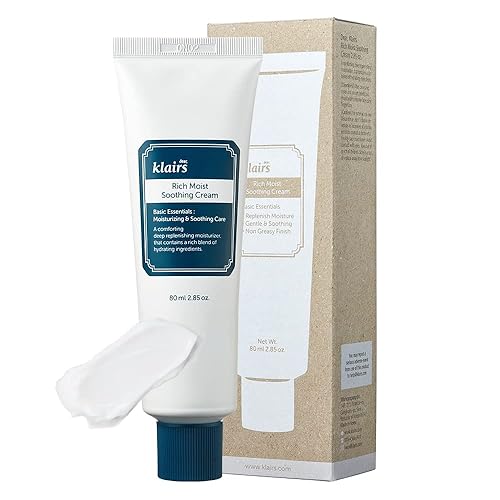 DearKlairs Rich Moist Soothing Cream 80ml Moisturizer | Sensitive Skin, Hypoallergenic, Centella Asiatica, Ceremide - 2.7 Fl Oz (Pack of 1)