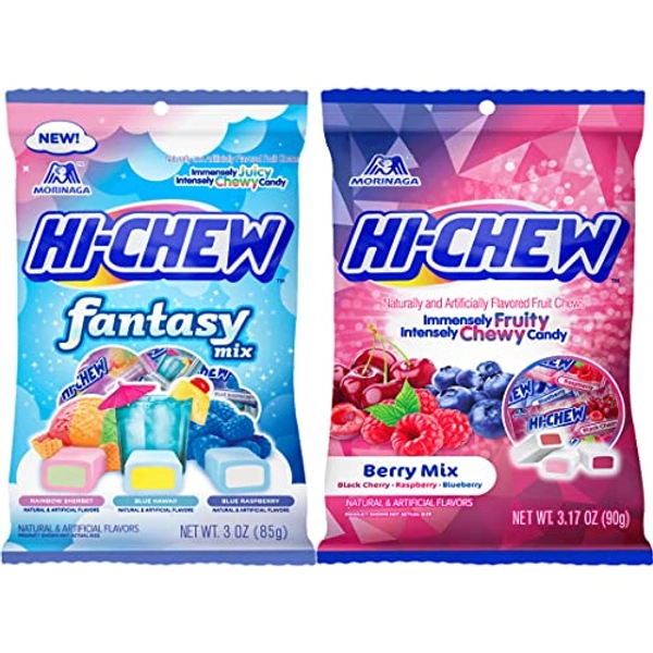 Hi Chew Candy 2 Different Flavors, Fantasy Mix and Berry Mix Fruity Chewy Japanese Candy Variety Pack of 2 (Fantasy & Berry Mix) - Fantasy & Berry Mix