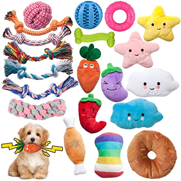 Jeefome 20pack Puppy Toys/Puppy Chew Toys for Teething/Dog Toys for Small Dogs/Puppy Toys for Teething Small Dogs/Dog Toy Pack/Squeaky Dog Toys/Plush Dog Toys/Interactive Dog Rope Toys……