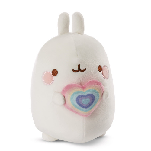 Tierno Juguete Molang con un Corazón de Arcoíris 12 cm I Adorable Estrella de Redes Sociales y TV para Abrazar, Jugar y Amar – 48223