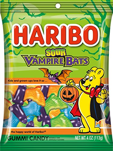 Haribo Halloween Sour Vampire Bats, 4 oz. Bag, (Pack of 12) - Sour Vampire Bats
