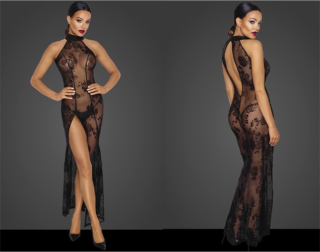 Noir Handmade F239 | Pr�chtiges, langes Kleid aus T�ll