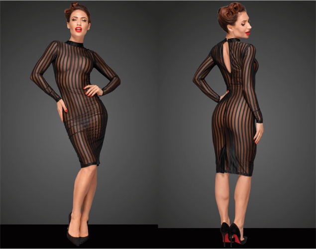 Noir Handmade F182 | Gestreiftes Kleid aus Voile