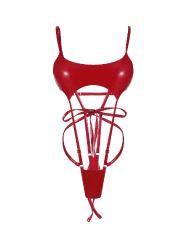 Inferno Vinyl Slingshot Bodysuit RED | S