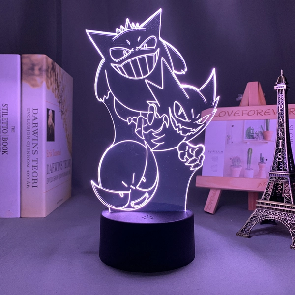Gengar LED Night Light Gastly Haunter Lamp Gengar Evolution Decor - A