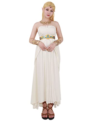 miccostumes Women's Costume Princess Cosplay Strapless Empire Waist Ruffled Chiffon Party Wedding Dress - Small - Cream White