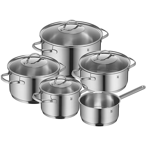 WMF Provence Plus Topfset Induktion 5-teilig, Kochtopf Set mit Glasdeckel, Cromargan Edelstahl poliert, Töpfe Set unbeschichtet - Provence Plus Topfset 5-teilig