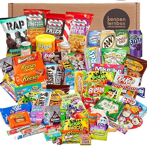 Mighty Sweet Box | Kennenlernbox mit 75 beliebten Süßigkeiten aus USA und Korea | Geschenkidee für besondere Anlässe wie zum Geburtstag