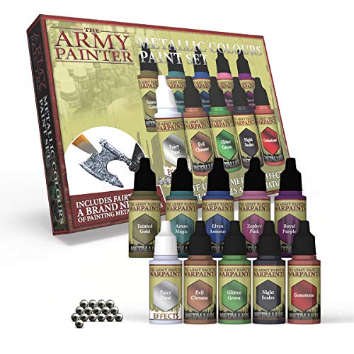 The Army Painter - Metallic Colours Paint Set - Hobby Acrylic Paint Set of 10 Metallic Acrylic Paint - Includes Tainted Gold Acrylic Paint Metallic - Acrylic Hobby Paint Set of Acrylic Metallic Paint