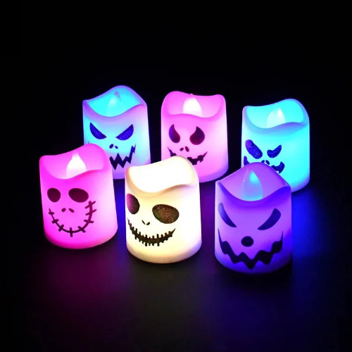 6pcs Halloween Led Ghost Pumpkin Candle Lights - 6pcs