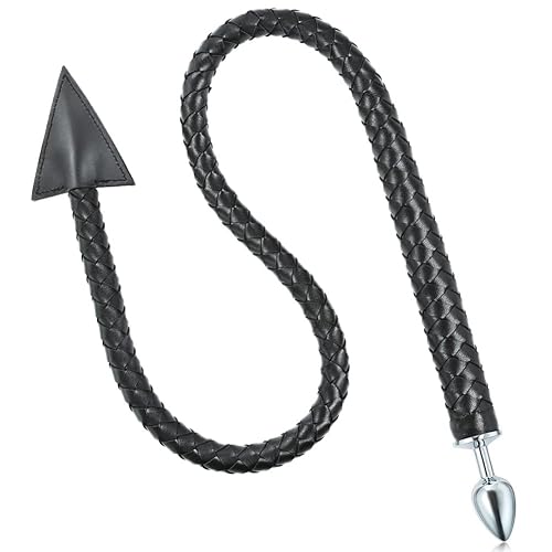 Metal Butt Plug with Devil Tail Cosplay Anal Tail Sex Toys SM Masturbation Anal Plug for Women Men Couples Lover Sex Love Games Anal Stimulator Personal Massager Anal Sex Trainer Black