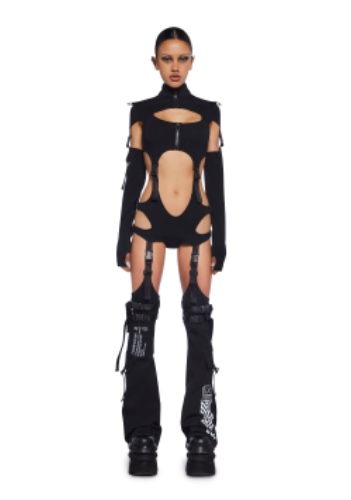 Digital Lands Bodysuit And Leg Warmers Set | BLACK / Medium