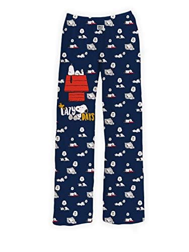 BRIEF INSANITY Snoopy Unisex Lounge Pajama Pants - Comfy, Loose-Fit, Ultra-Soft - Snoopy Lazy Days Sleep Bottoms - Medium