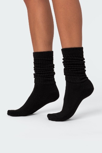 Slouchy Scrunch Socks | BLACK / OS