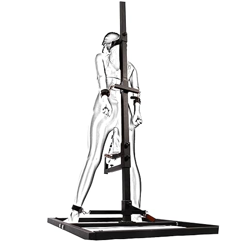 Honeylust - Hot Standing Pillory with Restraints & Dildo Holder - BDSM Bondage Furniture - Erotic Bondage Spreader bar for a Rigid Position - Sex Toys for Couples - Fetish Floor Pillory Sex Furniture
