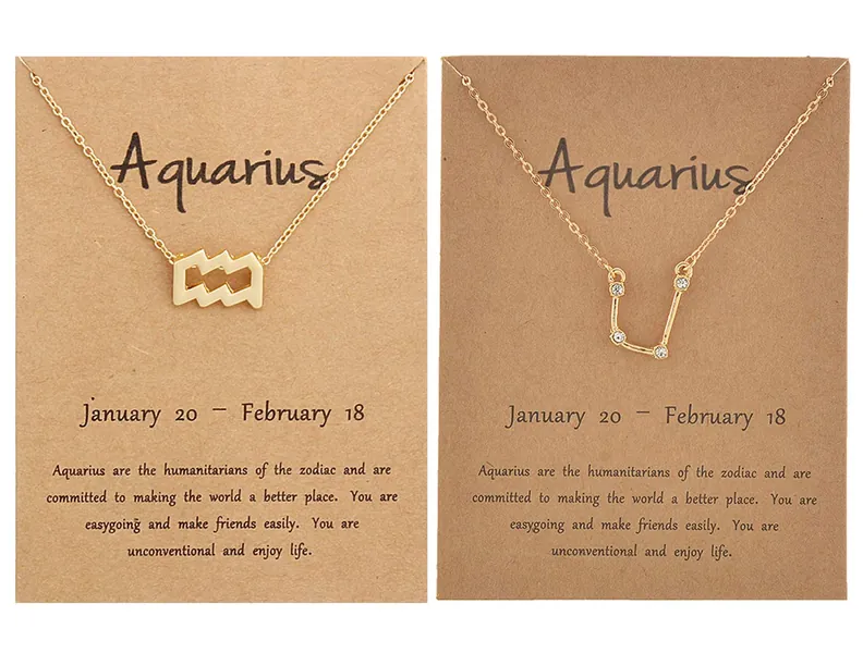 2Pcs Zodiac Necklace for Women,12 Constellation Zodiac Pendant Necklace Astrology Necklace with Message Card Zodiac Jewelry Gift