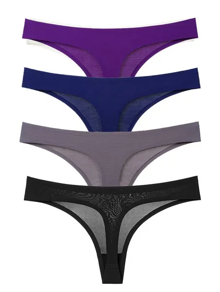 ZEGOO Women's Traceless Sexy Thongs Low Rise Ice Silk Underwear