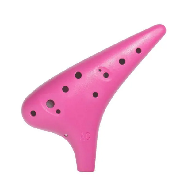 MEW Plastic Ocarina Alto C, 12 Hole Ocarina Easy Instrument for Children, Beginners, Great Music Instrument Gift Travel Companion (Pink)