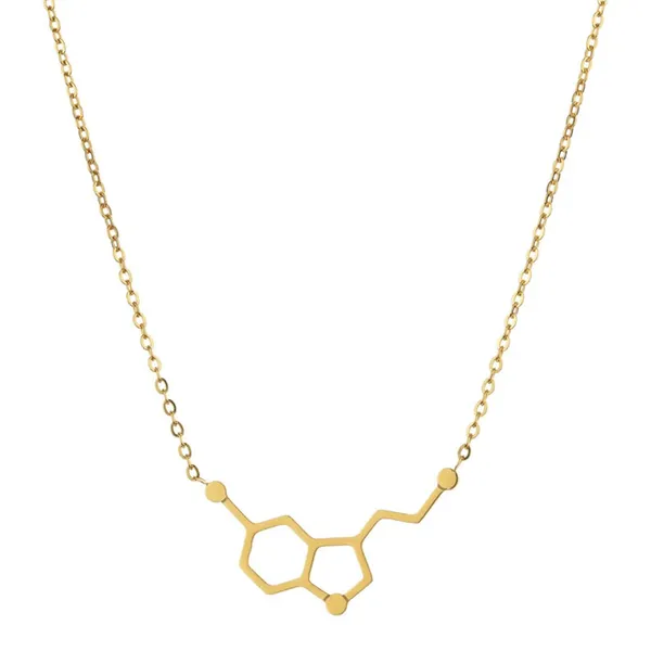 JAJAFOOK Alloy Charm THC Tetrahydrocannabinol Molecule DNA Chemistry Science Pendant Necklace,3 Tone