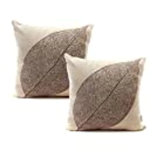Luxbon Set of 2Pcs Rustic Farmhouse Leaves Decor Cotton Linen Throw Pillow Cases Sofa Couch Chair Decorative Cushion Covers 18"x18"/45x45cm （Only Pillow Case）