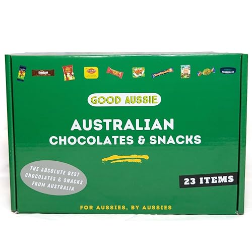 Good Aussie Australian Candy & Snack Box – 23 Assorted Treats – Tim Tam, Allen’s Party Mix, Vegemite, Cherry Ripe, Shapes, Tiny Teddy, Minties, Caramello Koala, Violet Crumble & More – Ideal Food Gift Box