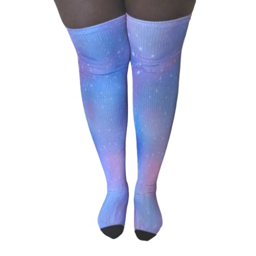 Pastel Galaxy Thigh High Compression Socks - XXL
