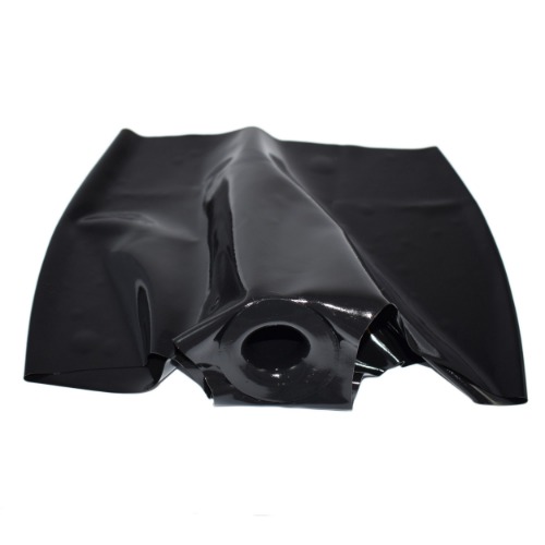 Rubberfashion Latex Hotpants - sexy Rubber Slip kurzer Latex Slip mit Innenkondom - Latex Dessous Damen - L Schwarz 0.4mm