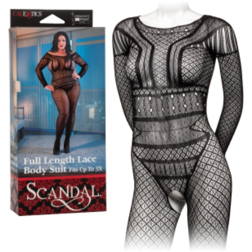 Scandal Plus Size Full Length Lace Body Suit - Plus Size - Black