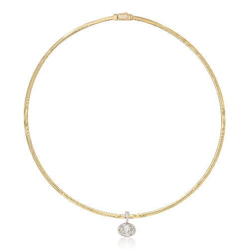 Four Carat Oval Shape Diamond on Omega Chain | 16" / 14K Yellow