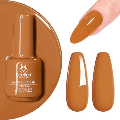 Beetles Gel Nail Polish, 1Pcs 15ml Amber Fire Color Soak Off Gel Polish Nail Art Manicure Salon DIY Nail Uv Lamp Gel Nail Design Decoration at Home Gift for Women Girls - D-Amber Fire - 0.5 Fl Oz (Pack of 1)