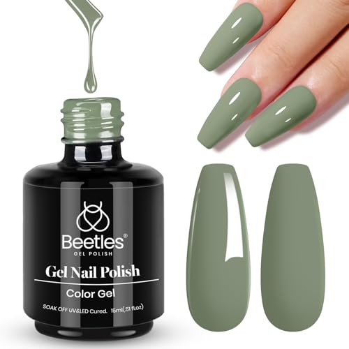beetles Gel Polish Sage Green Gel Nail Polish 1 PCS 15ml Nail Gel Polish Soak Off UV LED Nail Lamp Needed Gel Polish Nail Art Manicure Salon DIY Home 0.5Oz - F-Sage - 0.5 Fl Oz (Pack of 1)
