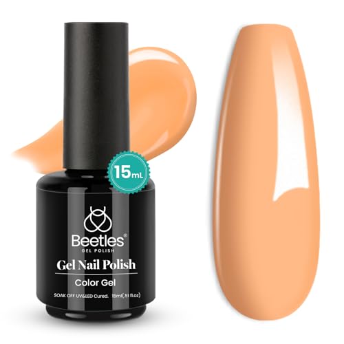 Beetles Orange Gel Nail Polish, 15Ml Light Orange Gel Nail Polish, Persimmon Gel Polish Fall Nail Polish, Tropical Soak Off Uv Led Nail Lamp Gel Polish Gift, Manicure Salon Diy at home Gift for Women - 1-Persimmon - 0.5 Fl Oz (Pack of 1)