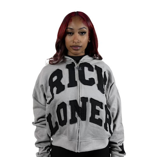 "FACELESS GREY" ZIP-UP | SMALL