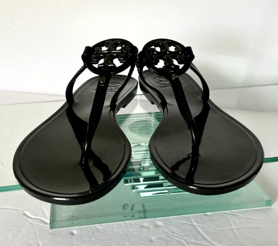 TORY BURCH Mini Miller Black Jelly Sandals Thongs size 7