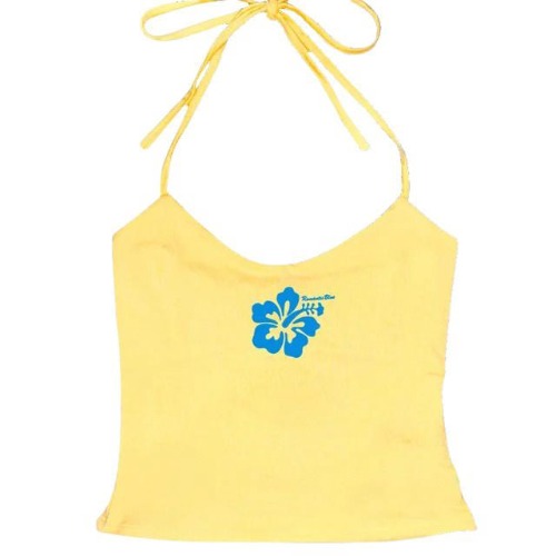 Coconut Girl Aesthetic Halter Top | S / Yellow