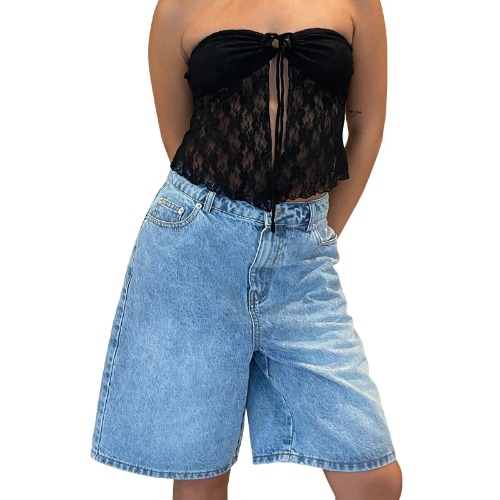 Y2K Basic Denim Jean Shorts Jorts | Light  Blue / S