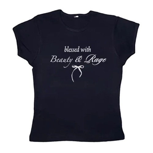 Beauty & Rage Y2K Crop Tee | S / Black