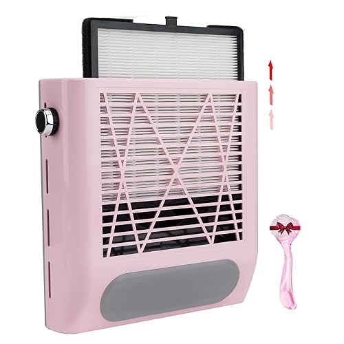 CoFashion Nail Dust Collector for Acrylic Nails Vacuum Machine 80W Adjustable Nail Vacuum Dust Collector Electric Nails Filter for Manicure Nail Fan Dust Collector - A1-pink 80w Adjustable