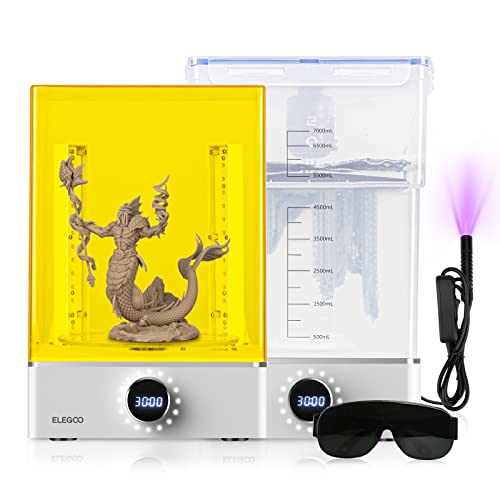 ELEGOO Mercury XS Bundle con Estación de Lavado y Curado Separada para Modelos Impresos en 3D de Resina Grandes, Compatible con Impresoras 3D Saturn y Mars, con Lámpara UV de Mano - Mercury XS Bundle