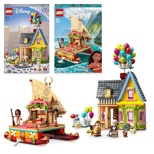 LEGO Disney Bundle: Pixar UP House (43217) and Princess Moana's Wayfinding Boat (43210) Playset with Buildable Toy Dolphin, Vehicle and Mini-Doll Figures, Gift for Girls and Boys Aged 6 and Up - + 43210 Disney